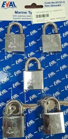 Marine padlocks set of 5 pieces with two keys