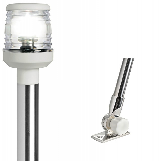 Светлина навигационна кръговодима с раздвижна основа12V 10W inox H60см