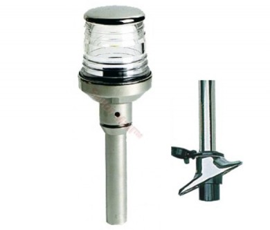 Светлина навигационна кръговодима с жак 12V 10W inox H60см